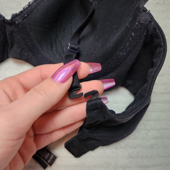 Victoria's Secret 32C Black Bra Wired Body lined Demi to Full coverage Lace - Picture 2 of 5